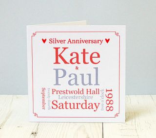 personalised anniversary card any year by spotty n stripy
