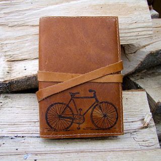 bicycle print leather journal by bobby rocks