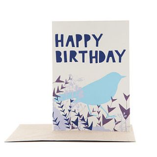 happy birthday bird card by particle press and the thousand paper cranes