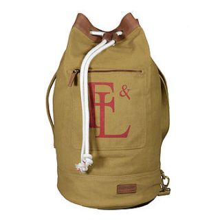duffel bag with added leather trim by forbes & lewis