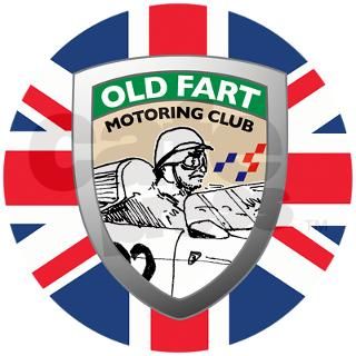 Old Fart Motoring Club 3" Lapel Sticker (48 p by oldmotoringclub