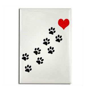 Paw Prints To My Heart Rectangle Magnet by woofdogdesign