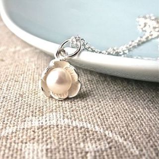 pearl bud silver necklace by gama