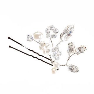 blossom pearl & crystal bridal hair pin by chez bec
