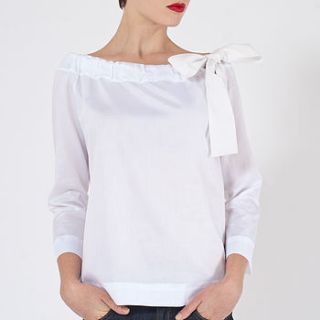 aurora canvas bow summer blouse by the shirt company