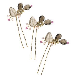 belle epoque set of three hair pins by yarwood white