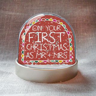 'first christmas as mr and mrs' snowglobe by sarah catherine designs