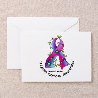 Flower Ribbon THYROID CANCER Greeting Cards (Pk of by awarenessgifts