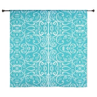 Silent Era, Turquoise 60 Inch Curtains by Antepara