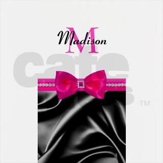 Black Satin and Pink Bow Custom Name and Monogram by cutetoboot