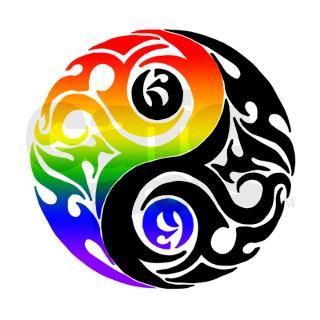Rainbow Tribal Yin Yang Keychains by AngelFeet