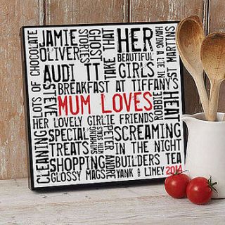 personalised 'loves' typographic artwork by more than words 'typographic art'