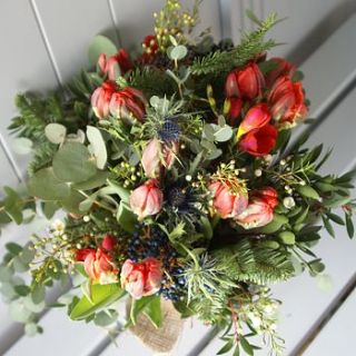 'red velvet' scented christmas country posy by the artisan dried flower company