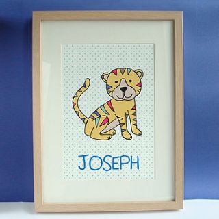 personalised baby tiger print by sarah catherine designs