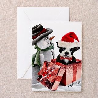 Boston Terrier Christmas with Greeting Cards (Pk o by friskybizpets