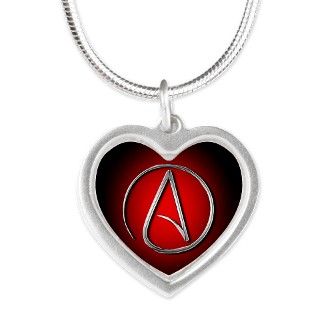 International Atheist Symbol Silver Heart Necklace by yh8life