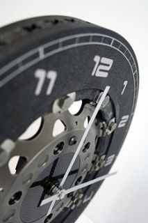formula one upcycled brake disc clock by memento exclusives
