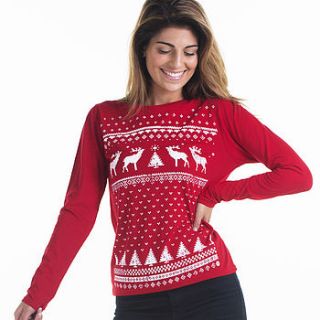 women's glow in the dark reindeer top by jolly