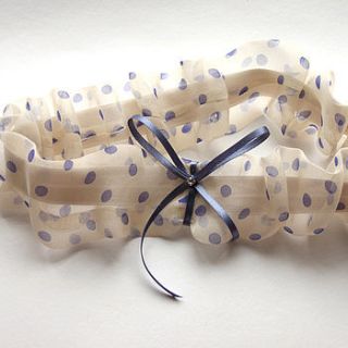 polkadot silk wedding garter by faulkner & carter london