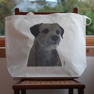 border terrier dog canvas shopper by bird