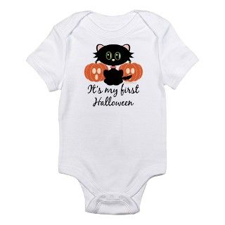Black Cat First Halloween Infant Bodysuit by chrissyhstudios