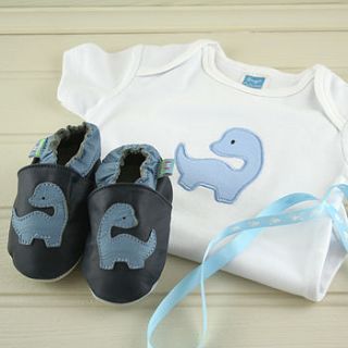dinosaur baby shoe and suit gift set by snuggle feet