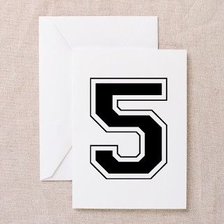 Varsity Font Number 5 Black Greeting Cards (Pk of by amazedcreations