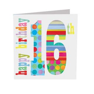 sparkly 16th birthday card by square card co