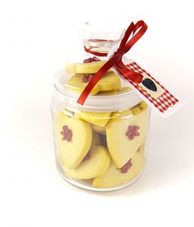 jar of romantic red  butter biscuits by little rose bakery