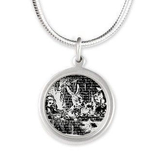 Vintage Alice Border Black Silver Round Necklace by maliceblue