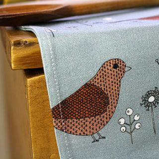 bird and floral tea towel by lil3birdy