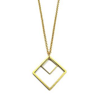 brass squares necklace by craft house concept