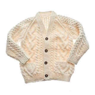 baby's hand knitted aran cardigan by sweetheart knits