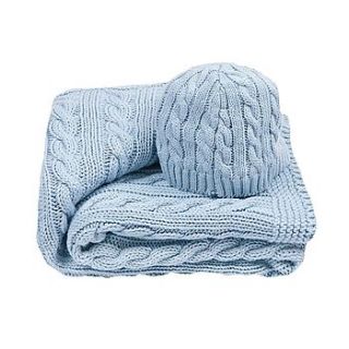 cable blanket and hat gift set by toffee moon