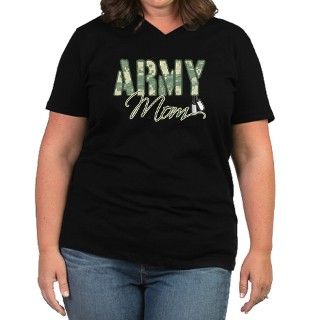 Army Mom  Camo Womens Plus Size V Neck Dark T Shi by missinmys0ldier