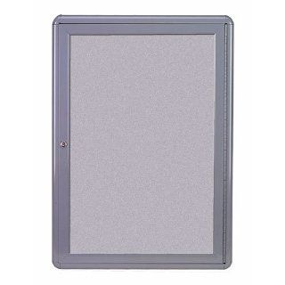 34"H x 24"W Hinged Acrylic 1 Door Ovation Radius Fabric Tackboard, Gray Framing  Combination Presentation And Display Boards 
