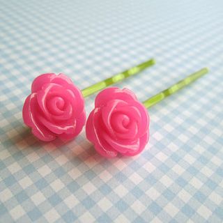 mini rose hair clips by ilovehearts