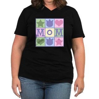 Fun Mom Quilt Squares Plus Size V Neck Dark Tee by koncepts