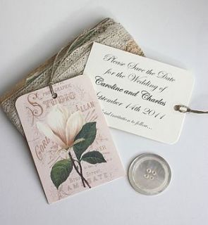 personalised wedding save the date tags by claryce design