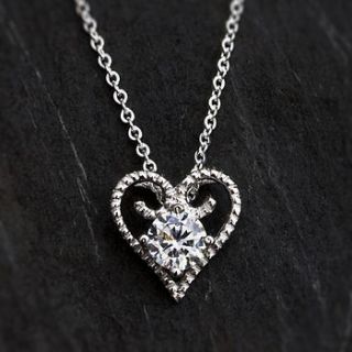 sterling silver crystal heart stud necklace by bloom boutique