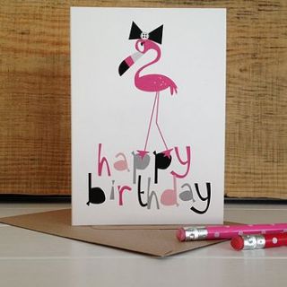 pink flamingo happy birthday card by halfpinthome