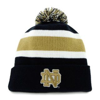 Notre Dame Fighting Irish Gold Letter "Breakaway" Beanie Hat with Pom   NCAA Cuffed Winter Knit Toque Cap  Sports Fan Baseball Caps  Sports & Outdoors