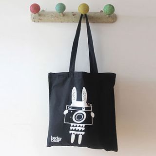 camera rabbit shopping bag by becky baur