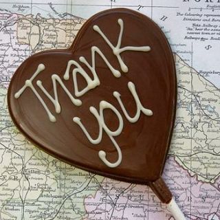 'thank you' handmade chocolate lolly by the chocolate deli