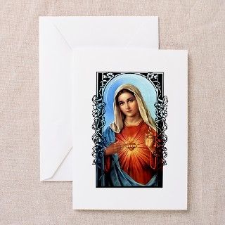 Virgin Mary   Sacred Immaculate Heart Greeting Car by screamscreens