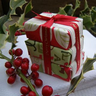 handmade bundle of three mini christmas soaps by jane maddern handmade soaps