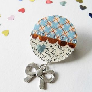 argyle upcycled vintage paper brooch by matin lapin