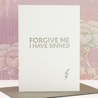 'forgive me' letterpress card by yield ink