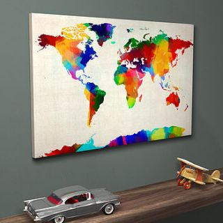 sponge paint map of the world art print by artpause