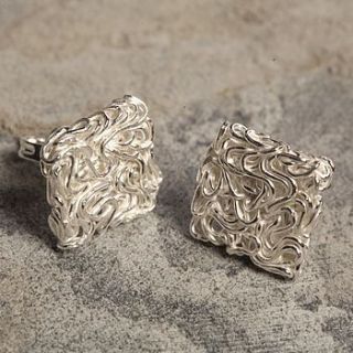 mesh square sterling silver earrings by otis jaxon silver and gold jewellery